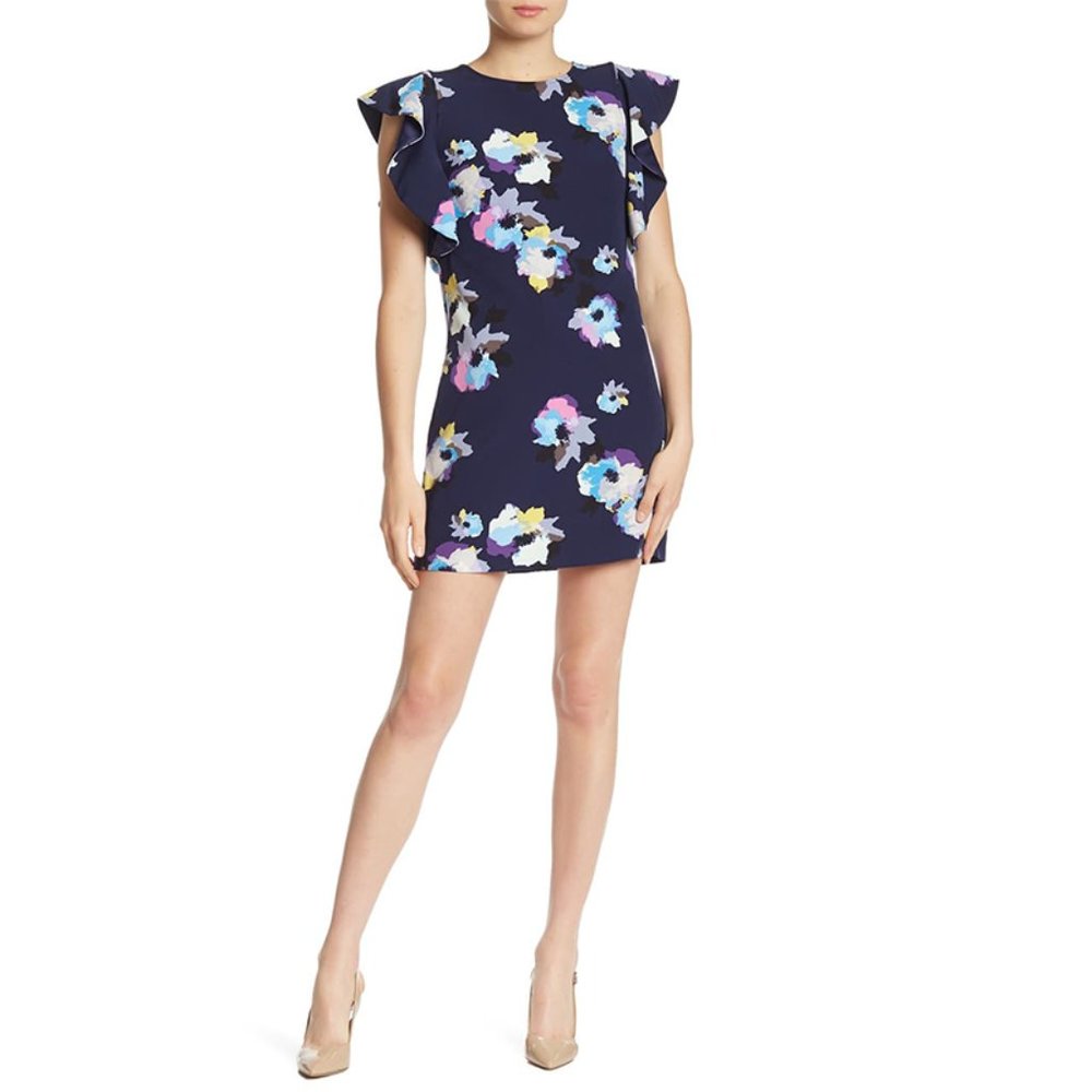 NWT Laundry Shelli Segal Ruffle Sleeve Mini Dress